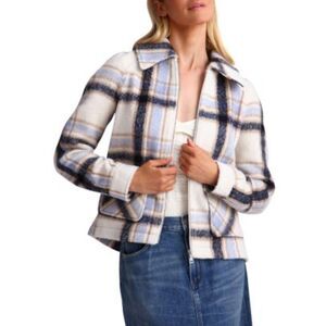 NWT Bagatelle Cream, Blue, Neutral Plaid Cropped Jacket | M